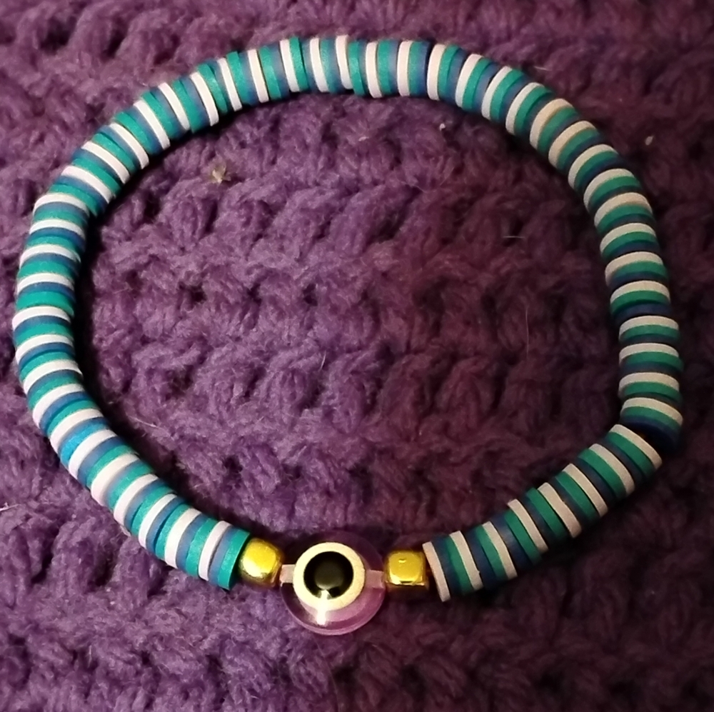 Colorful Beaded Bracelet Featuring An Eye Beaded Charm 🧿